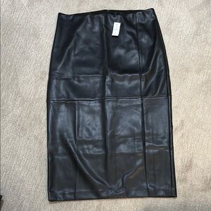 Ann Taylor Black Faux Leather Pencil Skirt
